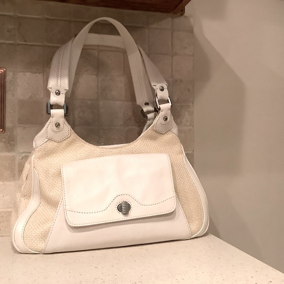 Cole Haan Bags Vtg Cole Haan Straw And White Leather Handbag With